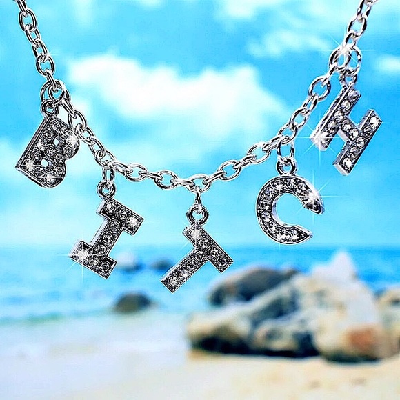 Silver B**** crystal necklace - Picture 2 of 8